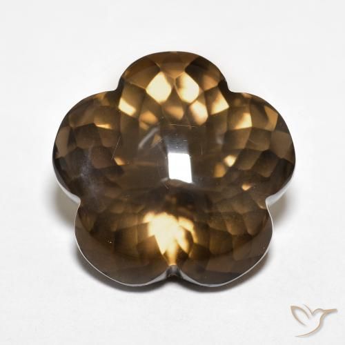11.15ct Натуральный Теплый коричневый Дымчатый кварц, Огранка Цветок, Прозрачный