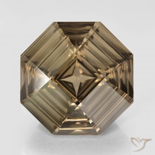 13.59ct Натуральный Средне-светло-коричневый Дымчатый кварц, Изумрудная огранка, Чистота VVS