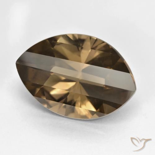 10.50ct Натуральный Средне-темно-коричневый Дымчатый кварц, Маркиза, VVS-VS