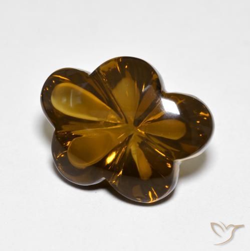9.16ct Натуральный Карамельный коричневый Дымчатый кварц, Огранка Цветок, Прозрачный