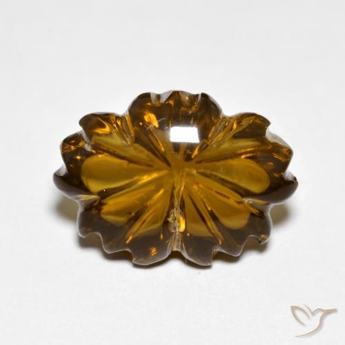 6.45ct Натуральный Карамельный коричневый Дымчатый кварц, Огранка Цветок, Прозрачный