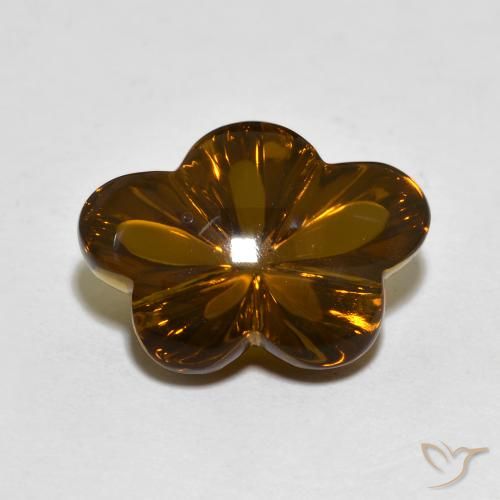 6.11ct Натуральный Темно-коричневый Дымчатый кварц, Огранка Цветок, Прозрачный