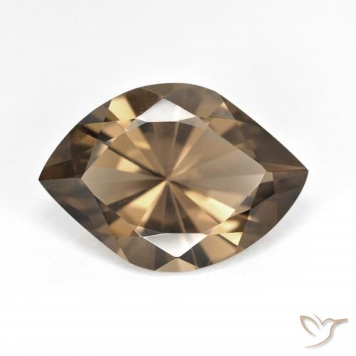 6.89ct Натуральный Средне-светло-коричневый Дымчатый кварц, Маркиза, Чистота VVS