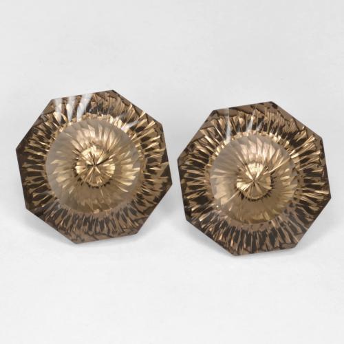 17.18 карата, натуральный Светло-коричневый Дымчатый кварц, Изумрудная огранка, Чистота VVS