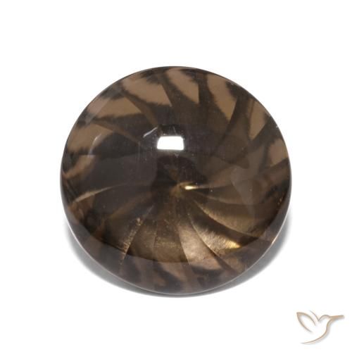 4.86ct Натуральный Темно-коричневый Дымчатый кварц, Круглый, Прозрачный