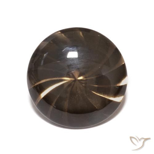 5.04ct Натуральный Темно-коричневый Дымчатый кварц, Круглый, Прозрачный