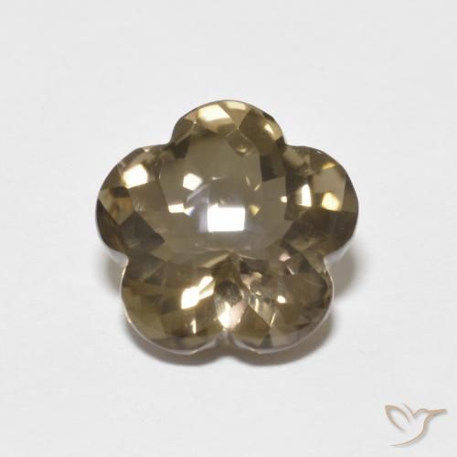 4.38ct Натуральный Светло-коричневая тортилья Дымчатый кварц, Огранка Цветок, Прозрачный