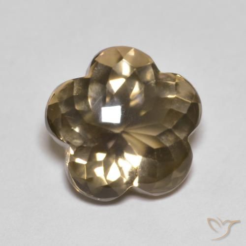 4.55ct Натуральный Средне-светло-коричневый Дымчатый кварц, Огранка Цветок, Прозрачный