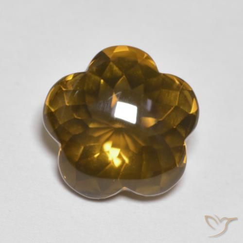 5.15ct Натуральный Карамельный коричневый Дымчатый кварц, Огранка Цветок, Прозрачный