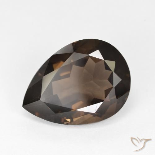 6.58ct Натуральный Шоколадно-коричневый Дымчатый кварц, Форма груши, Чистота VVS
