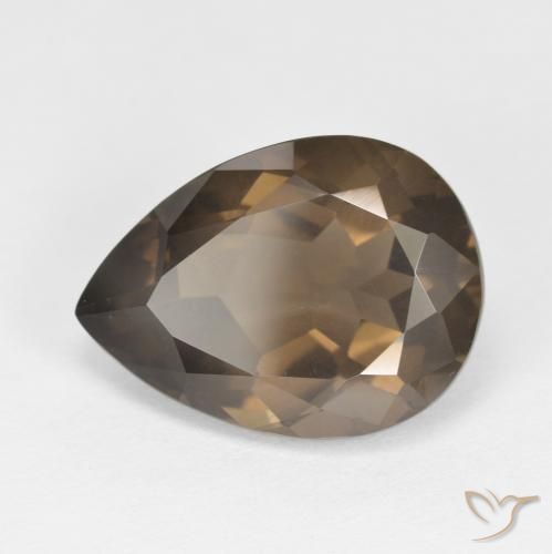 6.45ct Натуральный Medium Dark-Brown Дымчатый кварц, Форма груши, Чистота VS