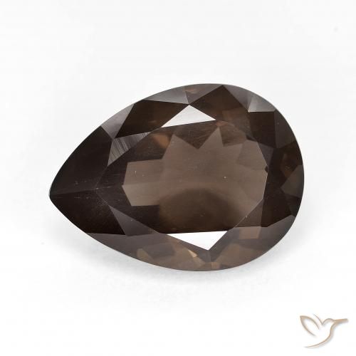 6.40ct Натуральный Medium Dark-Brown Дымчатый кварц, Форма груши, Чистота VS