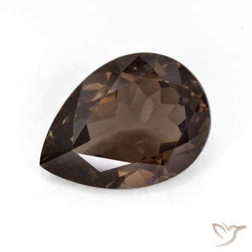 6.34ct Натуральный Темно-коричневый Дымчатый кварц, Форма груши, Чистота VS