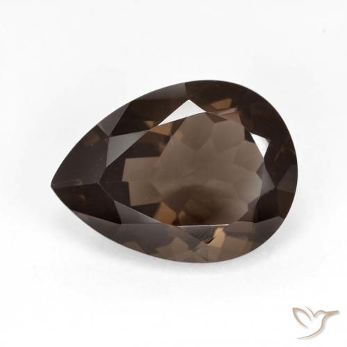 6.01ct Натуральный Темно-коричневый Дымчатый кварц, Форма груши, Чистота VVS