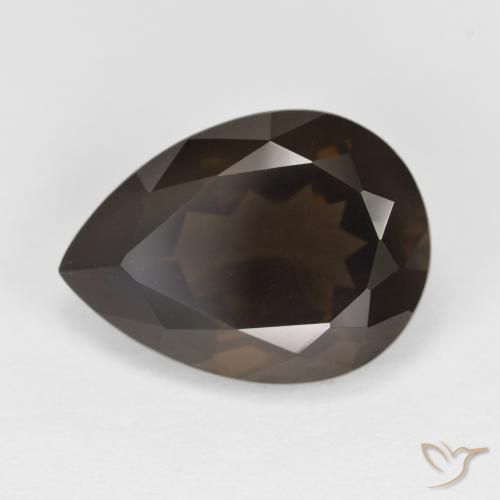 6.28ct Натуральный Темно-коричневый Дымчатый кварц, Форма груши, Чистота VVS