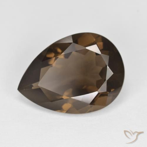 5.67ct Натуральный Темно-коричневый Дымчатый кварц, Форма груши, Чистота VVS