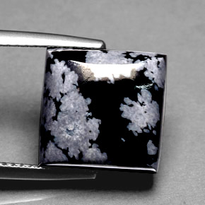 7.80 карата, натуральный Снежинка Снежинка Обсидиан, Квадрат, Непрозрачный