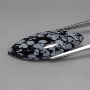 21.02 карата, натуральный Серо-бело-черный Снежинка Обсидиан, Маркиза, Непрозрачный