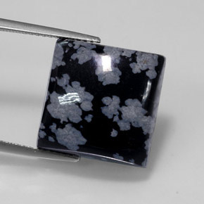 12.36 карата, натуральный Серо-бело-черный Снежинка Обсидиан, Квадрат, Непрозрачный