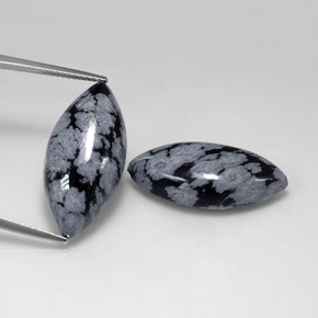  карата, натуральный Серо-бело-черный Снежинка Обсидиан, Маркиза, Непрозрачный