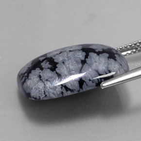 10.02 карата, натуральный Серо-бело-черный Снежинка Обсидиан, Подушка Крой, Непрозрачный