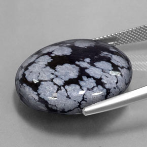 28.36 карата, натуральный Серо-бело-черный Снежинка Обсидиан, Огранка Круг, Непрозрачный