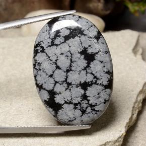 21.09 карата, натуральный Снежинка Снежинка Обсидиан, Огранка Овал, Непрозрачный