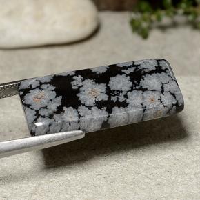 14.09 карата, натуральный Снежинка Снежинка Обсидиан, Огранка Багет, Непрозрачный