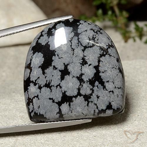 37.14ct Натуральный Серо-бело-черный Снежинка Обсидиан, причудливая, Непрозрачный