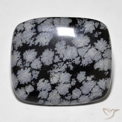 27.93ct Натуральный Серо-бело-черный Снежинка Обсидиан, Подушка, Непрозрачный