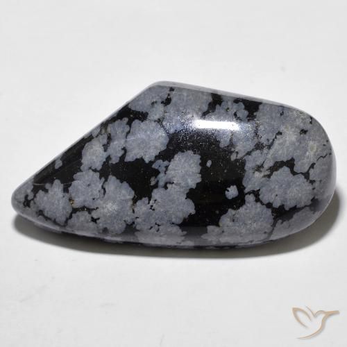 20.43ct Натуральный Серо-бело-черный Снежинка Обсидиан, причудливая, Непрозрачный