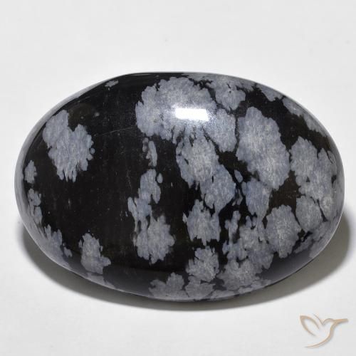 28.85ct Натуральный Серо-бело-черный Снежинка Обсидиан, Овал, Непрозрачный