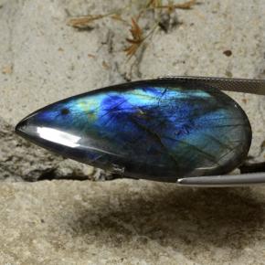 36.83 карата, натуральный Многоцветный Спектролит, Форма груши, Непрозрачный