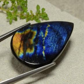 25.36 карата, натуральный Многоцветный Спектролит, Форма груши, Непрозрачный