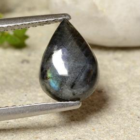 1.52 карата, натуральный Многоцветный Спектролит, Форма груши, Непрозрачный
