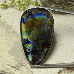 19.61 карата, натуральный Многоцветный Спектролит, Форма груши, Непрозрачный