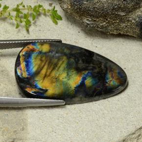 19.61 карата, натуральный Многоцветный Спектролит, Форма груши, Непрозрачный