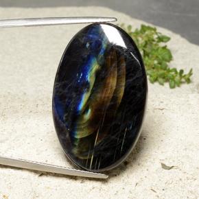 27.41 карата, натуральный Многоцветный Спектролит, Огранка Овал, Непрозрачный