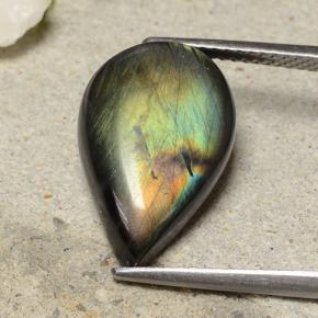 6.53 карата, натуральный Многоцветный Спектролит, Форма груши, Непрозрачный