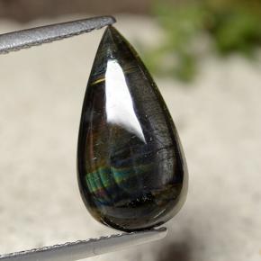 3.44 карата, натуральный Многоцветный Спектролит, Форма груши, Непрозрачный