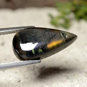 3.44 карата, натуральный Многоцветный Спектролит, Форма груши, Непрозрачный