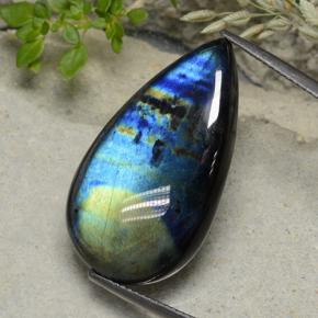 19.16 карата, натуральный Многоцветный Спектролит, Форма груши, Непрозрачный