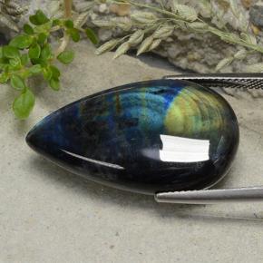 19.16 карата, натуральный Многоцветный Спектролит, Форма груши, Непрозрачный