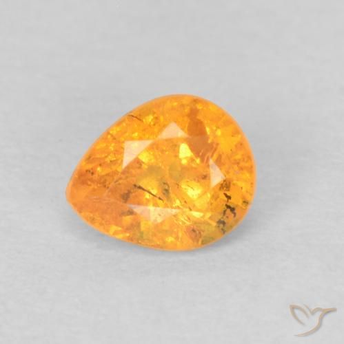 0.38ct Натуральный Средний апельсин Спессартитовая пряжа, Форма груши, Чистота VS