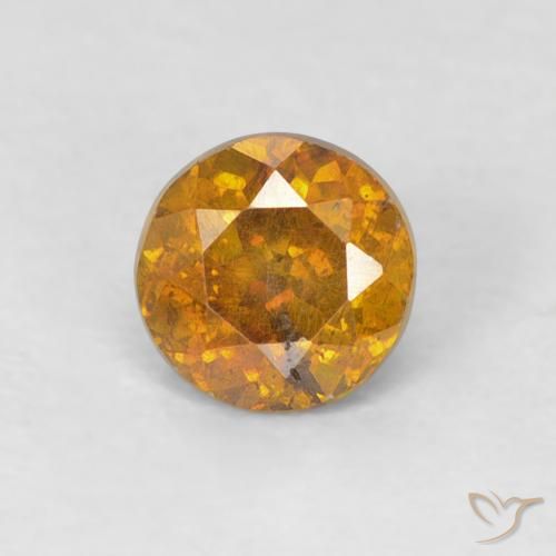 0.56ct Натуральный Темно-оранжевый Сфалерит, Круглый, SI-I1
