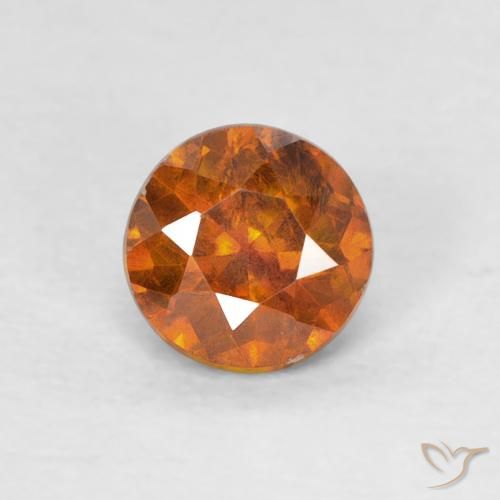 0.56ct Натуральный Medium Dark-Orange Сфалерит, Круглый, SI-I1