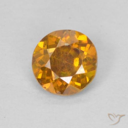 0.36ct Натуральный Коричневато-оранжевый Сфалерит, Круглый, SI-I1
