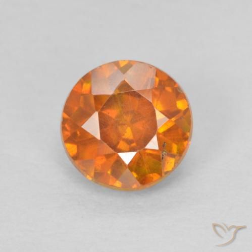0.81ct Натуральный Ярко-оранжевый Сфалерит, Круглый, SI-I1