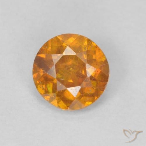 0.48ct Натуральный Абрикос Апельсин Сфалерит, Круглый, SI-I1