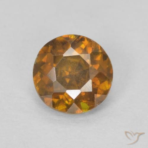0.64ct Натуральный Оранжево-коричневый Сфалерит, Круглый, SI-I1